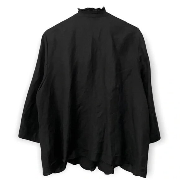 Lane Bryant Women’s Linen Blend Ruffle Blazer Black Size 20 - Picture 3 of 4